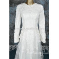 Long Sleeve A Line Beaded dubai muslim wedding dress